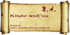 Milhofer Antónia névjegykártya